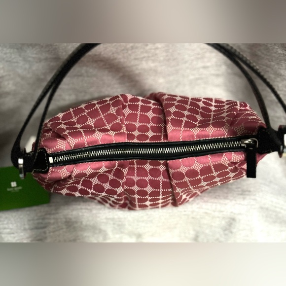 Kate Spade Vintage NWOT Pink Jacquard Noel & Black Leather Shoulder bag. Dustbag - Picture 4 of 12